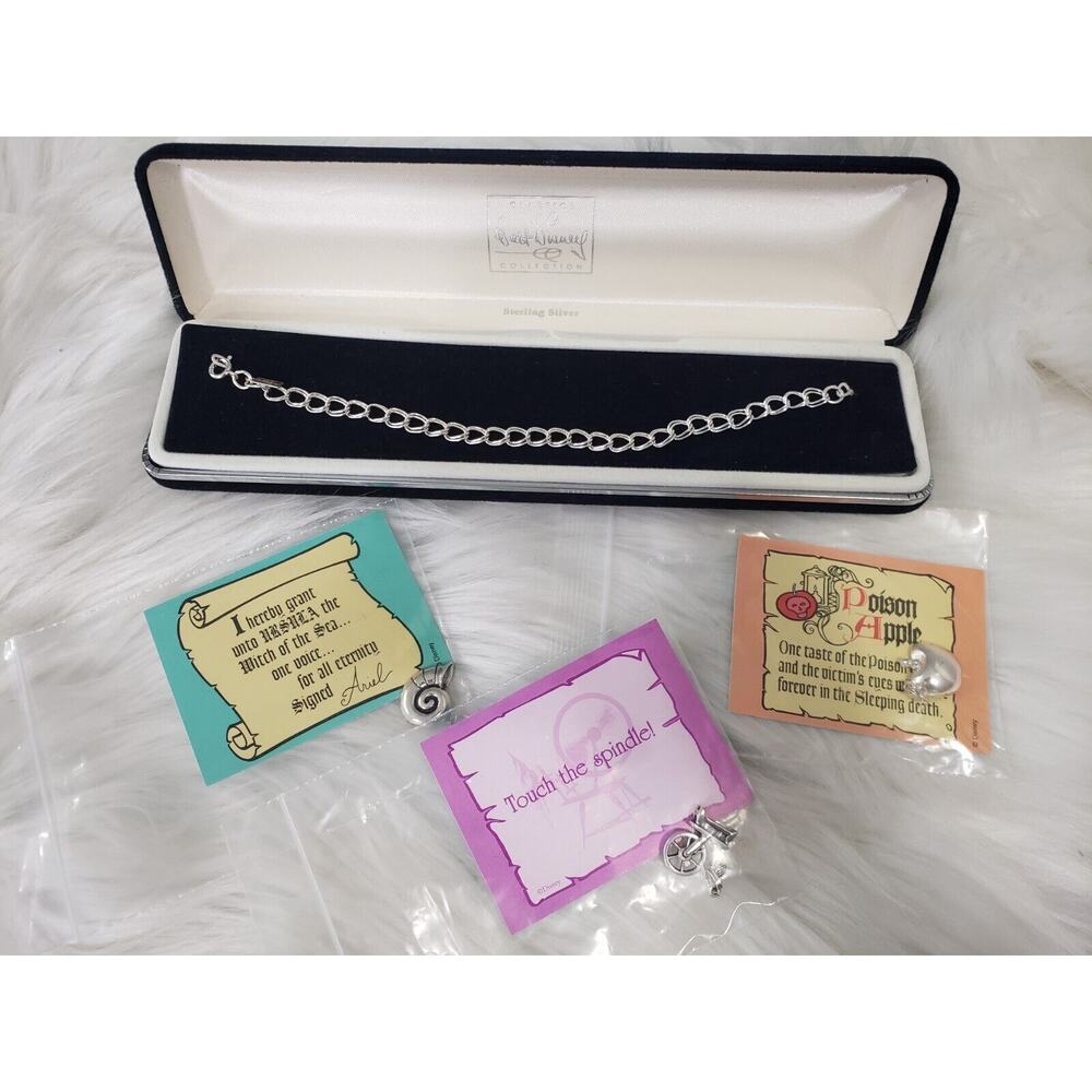 WDCC Sterling Silver Bracelet‎ & Charms Disney Princess Apple Cinderella Ariel